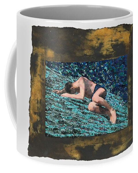 Glass Coffee Mug featuring the mixed media Fig. 39. Position of victim of stomach cramp. by Matthew Lazure