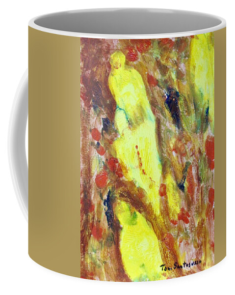 Abstract Acrylic Figures Coffee Mug featuring the painting Figures Rising by Thomas Santosusso