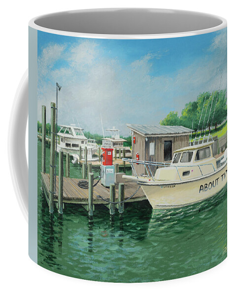 Time Coffee Mug featuring the painting Fill station at Blue Compass Marina by Donald Presnell