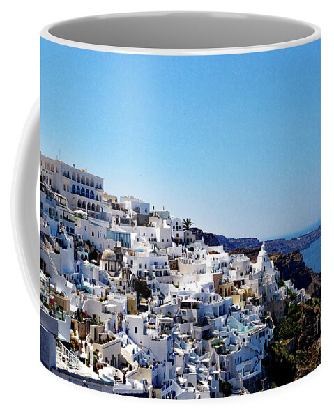 Fira Coffee Mug featuring the photograph Fira Santorini by Neala McCarten