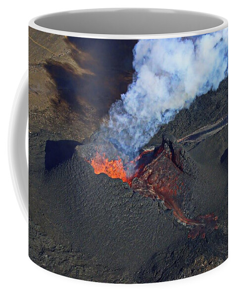 Volcano Coffee Mug featuring the photograph Fire from the air #1 by Christopher Mathews
