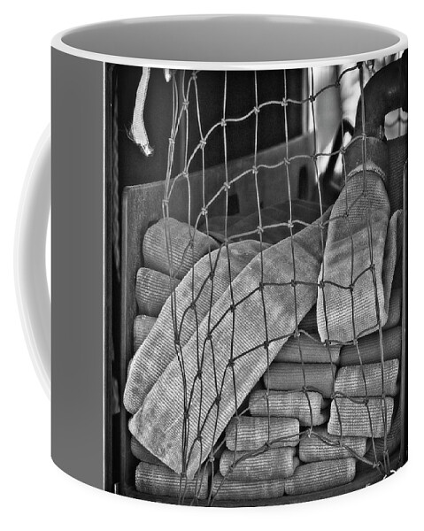 Firehose Coffee Mug featuring the photograph Fire Hoses BW by Steven Ralser