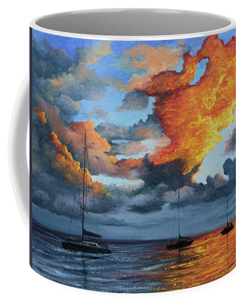Sunset Coffee Mug featuring the painting Fire In The Sky by Darice Machel McGuire