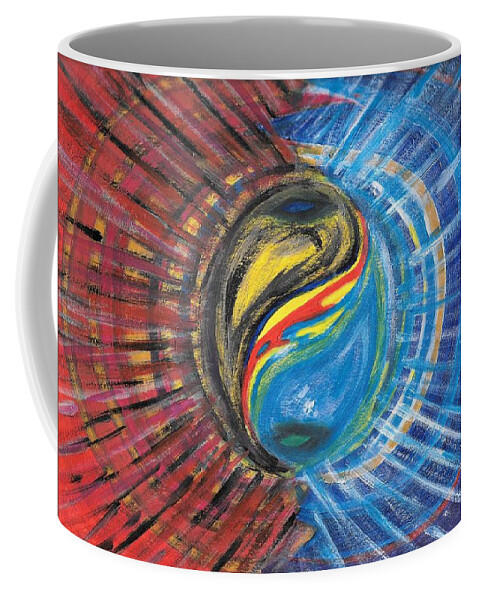 Yin Coffee Mug featuring the painting Fire with Ice by Esoteric Gardens KN