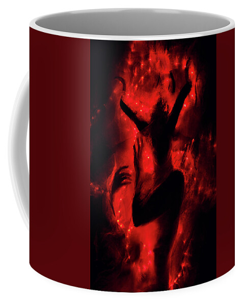Demon Coffee Mug featuring the digital art Fireborn by Cambion Art