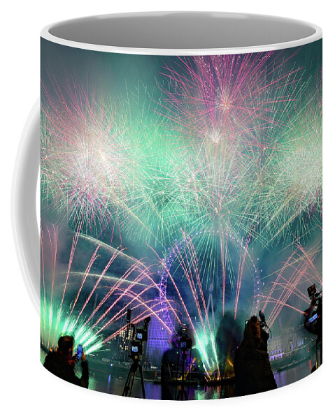 Fireworks Coffee Mug featuring the photograph Fireworks at New years Eve by Andrew Lalchan