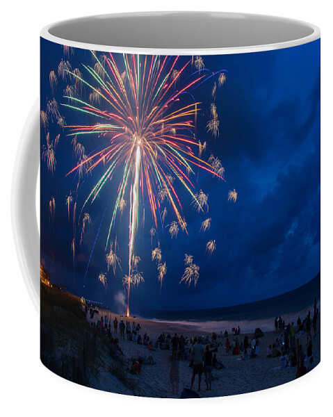 Fireworks Coffee Mug featuring the photograph Fireworks by the Sea by WAZgriffin Digital