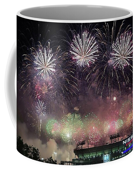 Nashville Coffee Mug featuring the photograph Fireworks in Nashville by Ally White