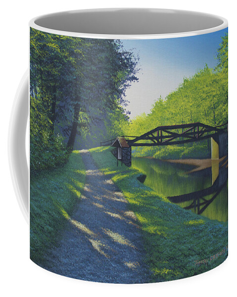 Landscape Coffee Mug featuring the painting First Light by Timothy Stanford