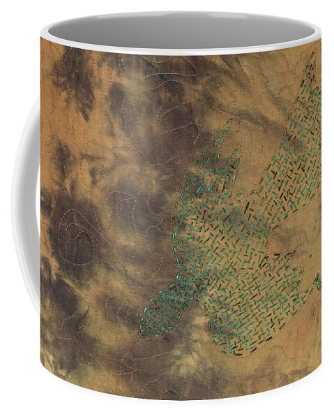 Fiber Art Coffee Mug featuring the mixed media Fish and Game 4 by Vivian Aumond