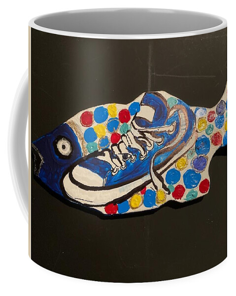  Coffee Mug featuring the mixed media Fish by Angie ONeal