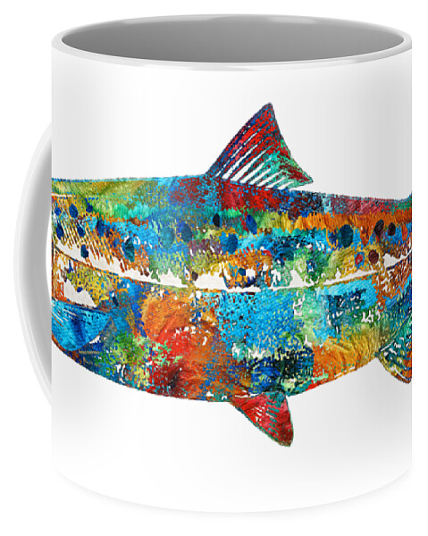 Salmon Coffee Mug featuring the painting Fish Art Print - Colorful Salmon - By Sharon Cummings by Sharon Cummings