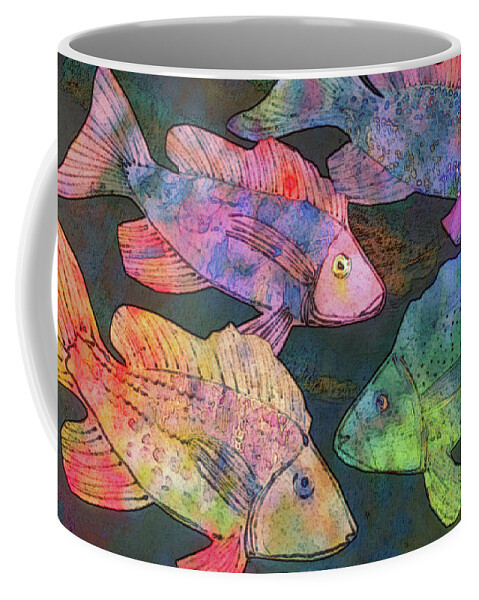 Fish Coffee Mug featuring the digital art fish painting - New School by Sharon Hudson