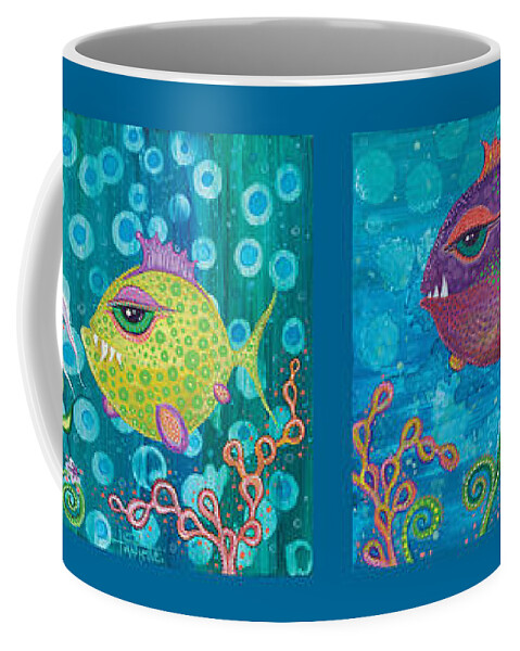 Fish School Coffee Mug featuring the digital art Fish School by Tanielle Childers