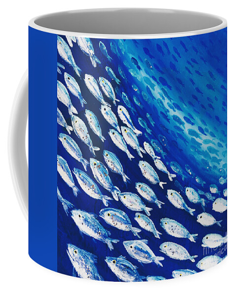 Fish-swirl Coffee Mug featuring the painting Fish Swirl by Midge Pippel