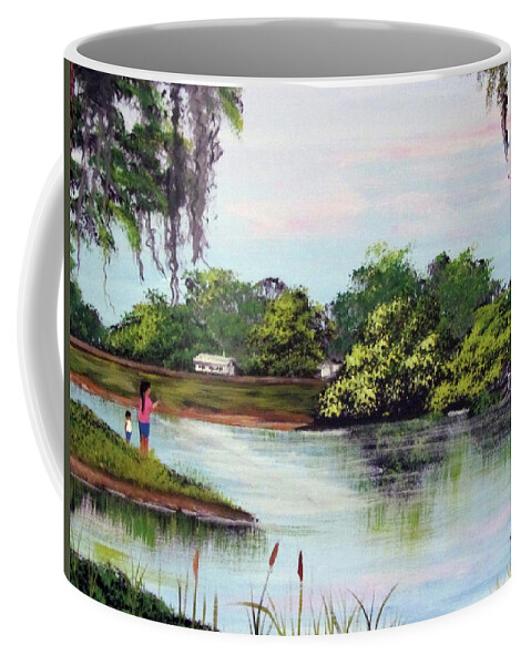 Fishing Coffee Mug featuring the painting Fisherman's Dream by Gloria E Barreto-Rodriguez