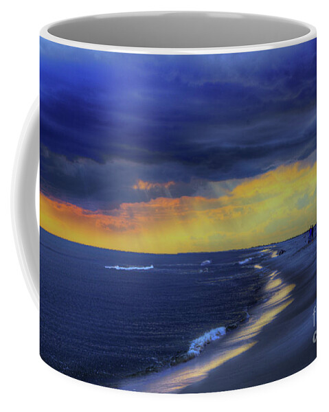 Beach Coffee Mug featuring the photograph Fishing Before a Storm by Larry Braun