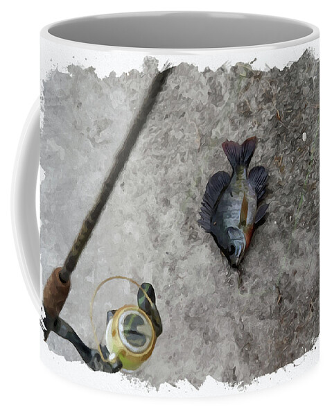 Grey Coffee Mug featuring the digital art Fishing by Chauncy Holmes