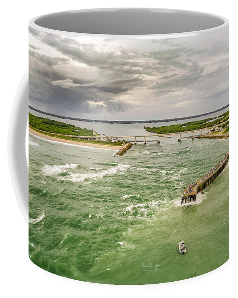 Sebastian Inlet Coffee Mug featuring the photograph Fishing through the Storm by Veterans Aerial Media LLC