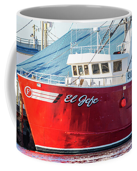 Fishing Coffee Mug featuring the photograph Fishing Vessel El Jefe at Dock in Beaufort NC by Bob Decker