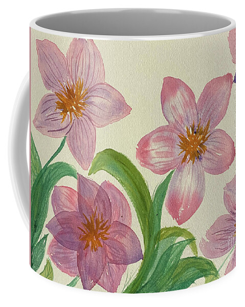 Flower Coffee Mug featuring the painting Five Flowers by Lisa Neuman