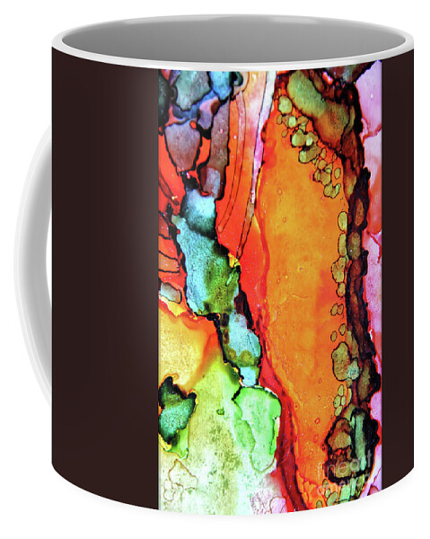 Abstract Coffee Mug featuring the painting Five Senses by Jolanta Anna Karolska