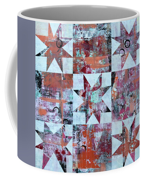 Stars Coffee Mug featuring the painting Five Stars by Cyndie Katz