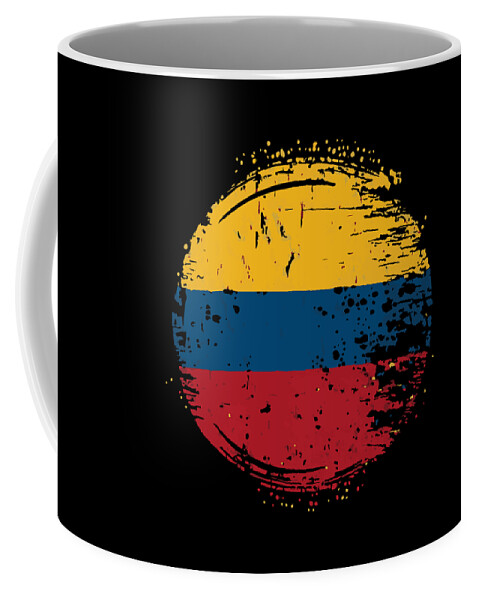 Colombian Heritage Coffee Mug featuring the digital art Flag of Colombia Distressed by Flippin Sweet Gear