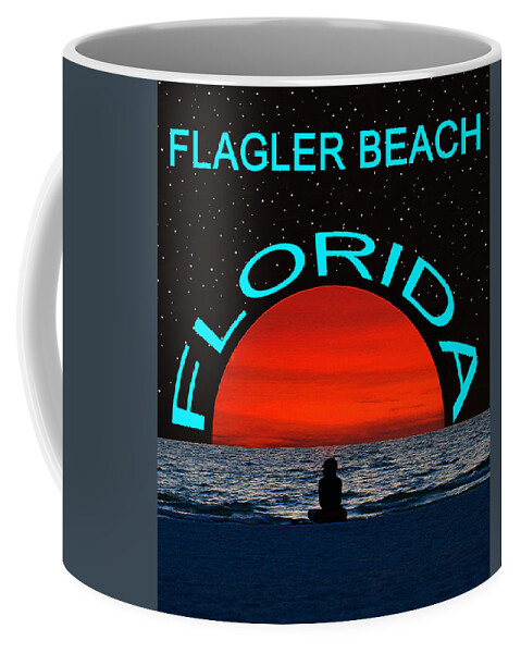 Florida Beach Coffee Mug featuring the mixed media Flagler Beach Florida Dream Girl by David Lee Thompson