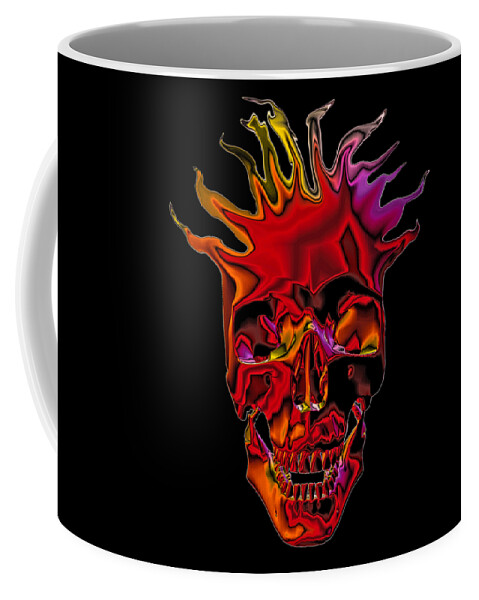 Flames Coffee Mug featuring the digital art Flaming Skull by Denise Beverly