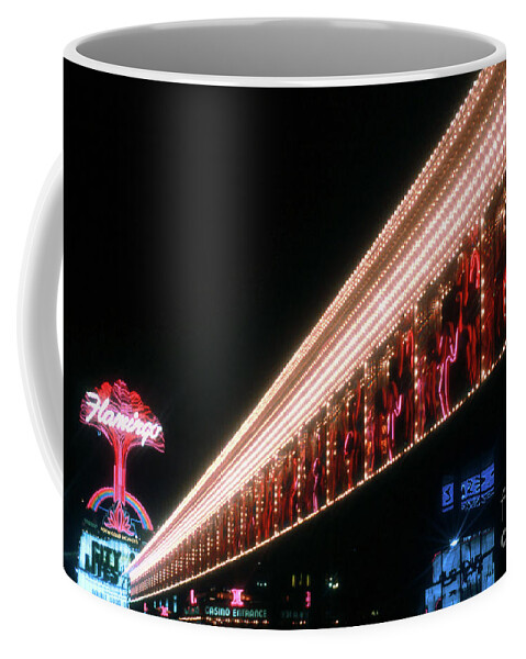 Flamingo Casino Neon Sign Coffee Mug featuring the photograph Flamingo Casino Wall of Lights and Sign at Night by Aloha Art