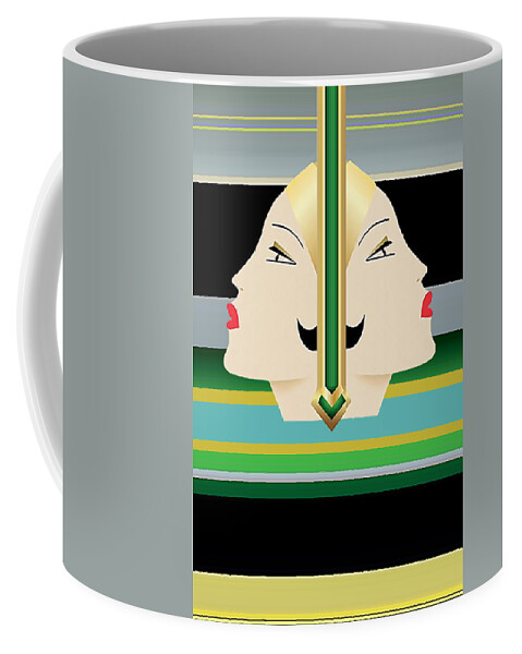Flapper Coffee Mug featuring the digital art Flapper Abstract Double by Chuck Staley