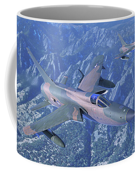 F-105 Coffee Mug featuring the digital art Flatiron Thuds by Hangar B Productions