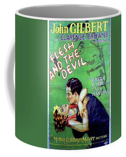 Flesh Coffee Mug featuring the mixed media ''Flesh and the Devil'' movie poster 1926 by Stars on Art