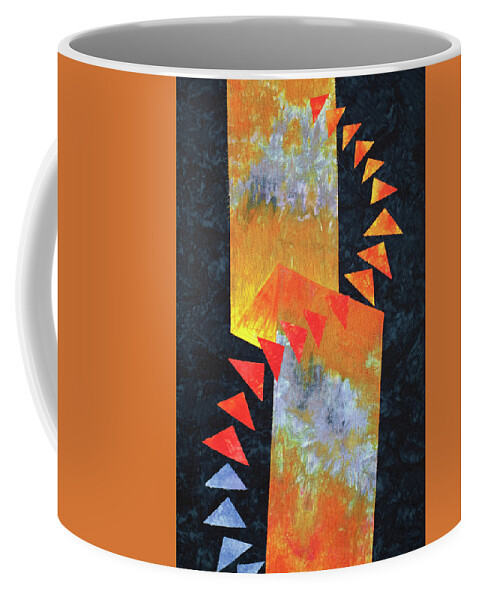 Fiber Art Coffee Mug featuring the mixed media Flight at Sunset Detail by Vivian Aumond