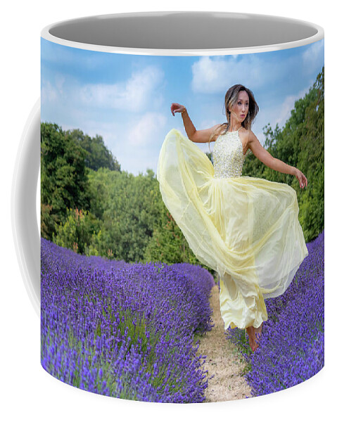 Lavender Coffee Mug featuring the photograph Floating on the lavender by Andrew Lalchan