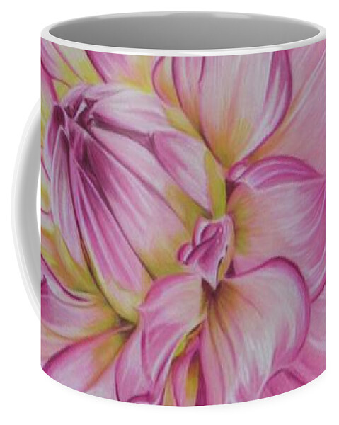 Dahlia Coffee Mug featuring the drawing Floral Burst by Kelly Speros