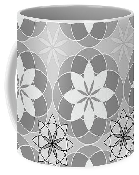 Floral Pattern Coffee Mug featuring the digital art Floral Pattern - Shades of Gray by Patricia Awapara