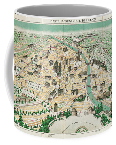 Florence Coffee Mug featuring the photograph Florence Italy Vintage Pictorial Map 1890 by Carol Japp