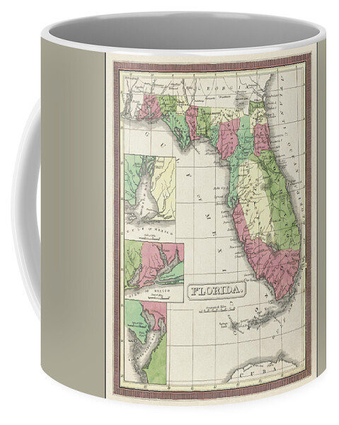 Florida Map Coffee Mug featuring the photograph Florida Vintage Map 1833 by Carol Japp