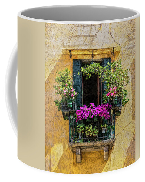 Venice Coffee Mug featuring the photograph Flower Balcony of Venice by David Letts