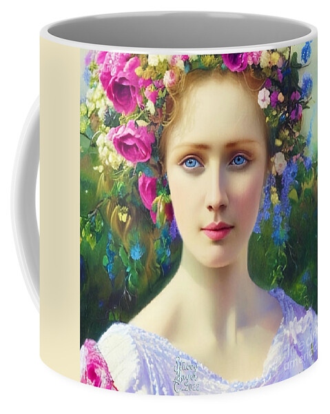 Flower Art Coffee Mug featuring the digital art Flower Fantasy Caroline by Stacey Mayer