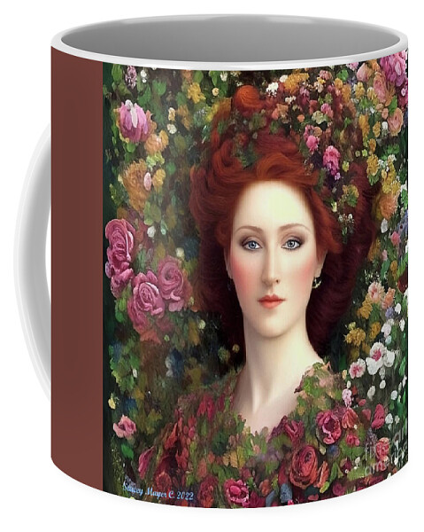 Fantasy Flowers Coffee Mug featuring the digital art Flower Fantasy Jennie by Stacey Mayer