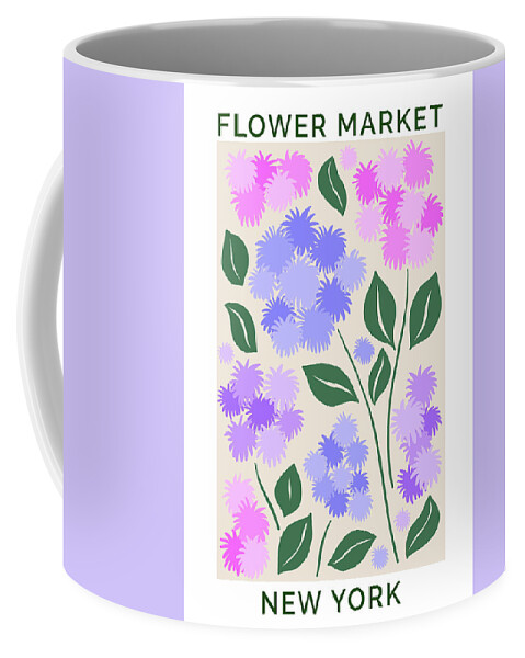 Flower Market Coffee Mug featuring the painting Flower Market New York Retro Floss Flowers by Modern Art