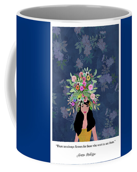 Collage Coffee Mug featuring the mixed media Flower Power by Claudia Schoen