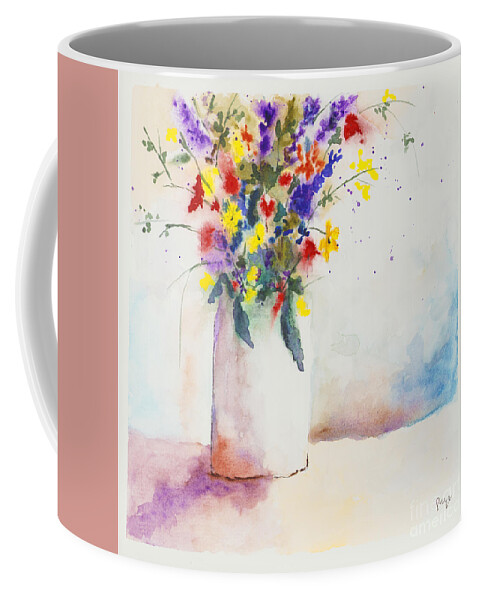 Flower Coffee Mug featuring the painting Flower Vase by Loretta