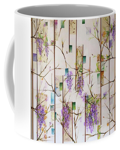 Wisteria Coffee Mug featuring the painting Flowering wisteria by Carolina Prieto Moreno