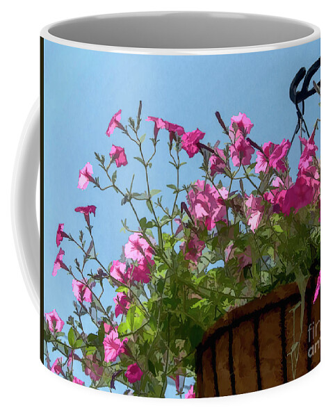 Pink Coffee Mug featuring the digital art Flowers and Sky by Amy Dundon