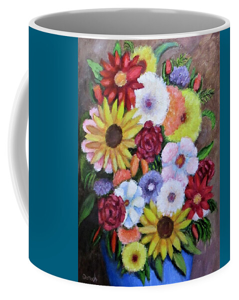 Floral Coffee Mug featuring the painting Flowers by Gregory Dorosh