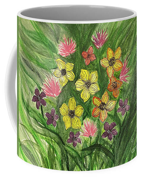 Flowers Coffee Mug featuring the mixed media Flowers by Lisa Neuman